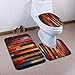 Fiaya Toilet mats Set 3PCS Halloween Christmas Santa Memory Foam Carpet Bathroom Rug Mat+Toilet Lid Cover +U Rug (A Set of 3PCS, Wood)