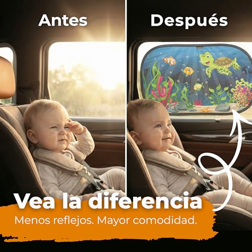 CARAMAZ Baby Car Sun Shade with UV Protection, Reach Certified – OPTI-Dark – GSM100+ – Darkening 51 x 31 cm, 2 Units Turtle