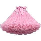 YYKSYDPT 3-Layered Puffy Tutu Elastic Waist Tulle Skirt Fluffy Party Cosplay Princess Costume Ballet Dance Underskirt