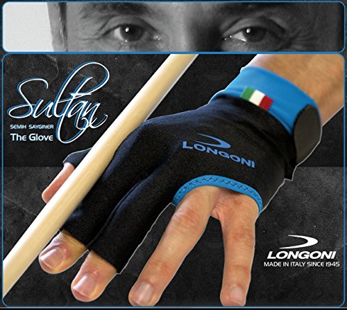 LONGONI SULTAN Billiard Pool Cue GLOVE - for Left hand - Black (Small)