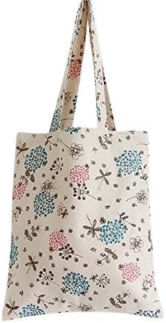 Caixia Women's Dandelion Floral Canvas Tote Shopping Bag Beige