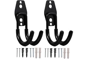 COHEALI Heavy Duty Wall Mount Hose Holder Hooks with Screws, 2pcs Metal Garden Hose Bracket Hangers for