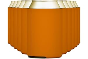 TahoeBay Blank Beer Can Coolers, Plain Bulk Collapsible Foam Soda Cover Coolies, Personalized Sublimation Sleeves for Weddings, Bachelorette Parties, HTV Projects (Texas Orange)