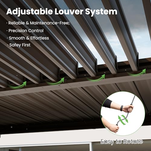 Domi Outdoor Living Louvered Pergola 10x12 Review: Adjustable Metal Patio Cover image 24