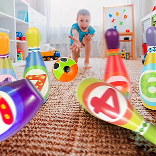ToyVelt Kids Bowling Set with 10 Bowling Pins & 2 Balls Educational