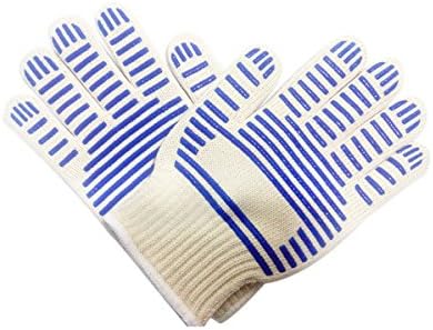 XZF Elaborate Top Oven Heat Protection Silicone Gloves, Withstands Heat Up To 520°F. (One Pair)