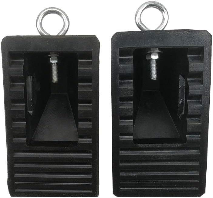 ROBLOCK 2 Pack Rubber Wheel Chocks Black Wheel Wedge with Eyebolt, 7.8" Length x 3.5" Width x 3.9" Height: Automotive