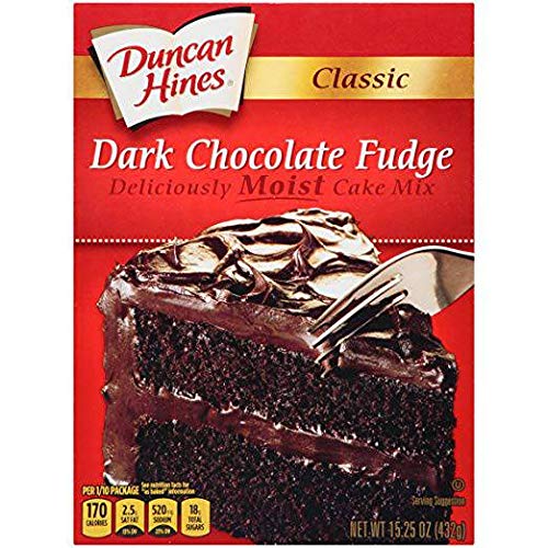 Duncan Hines Classic Dark Chocolate Fudge Cake Mix, 15.25 Ounce -- 12 per case.