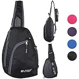 Outrip Sling Shoulder Backpacks Bags Crossbody Rope Triangle Pack Rucksack for Hiking or Multipurpose Daypacks (Black)