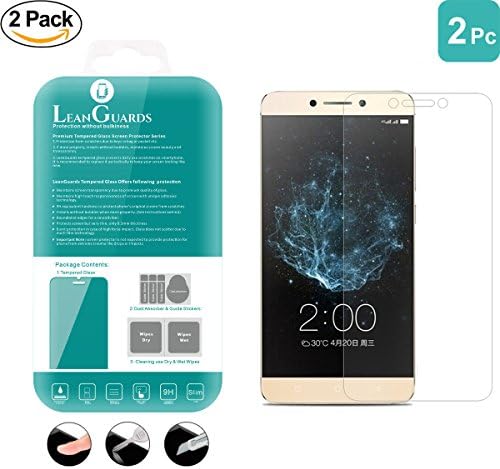 2Pc LeEco Le S3 Tempered Glass Screen Protector Film Bubble Free Anti-Fingerprint made from Japan Asahi Glass Ultra Thin 0.3mm 9H Hardness and Rounded edges 5.2 Inch