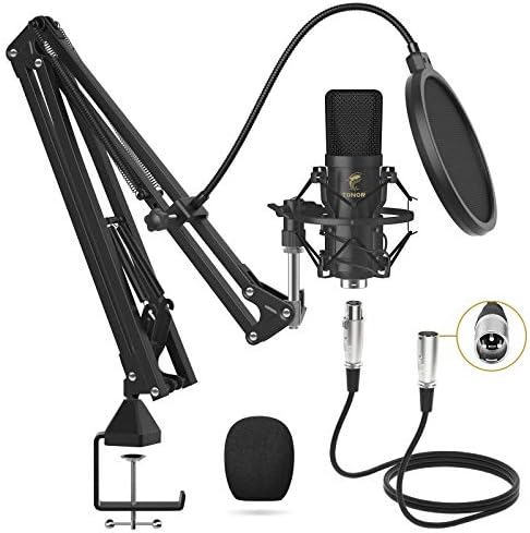 XLR Condenser Microphone, TONOR Skilled Cardioid Studio Mic Package with T20 Growth Arm, Shock Mount, Pop Filter for Recording, Podcasting, Voice Over, Streaming, Dwelling Studio, YouTube (TC20)