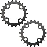 Beufee 2Pcs 22 Tooth Bicycle Chainring, 64mm 8 9 10 Speed 104 BCD Crank Carbon Steel Chainring Replacement with 4 Pieces Sprocket Bolts for Road Mountain Bikes