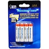 MaximalPower AAA NiMH/Ni-Mh Rechargeable Battery 1200mAh Batteries Pack Count X 4