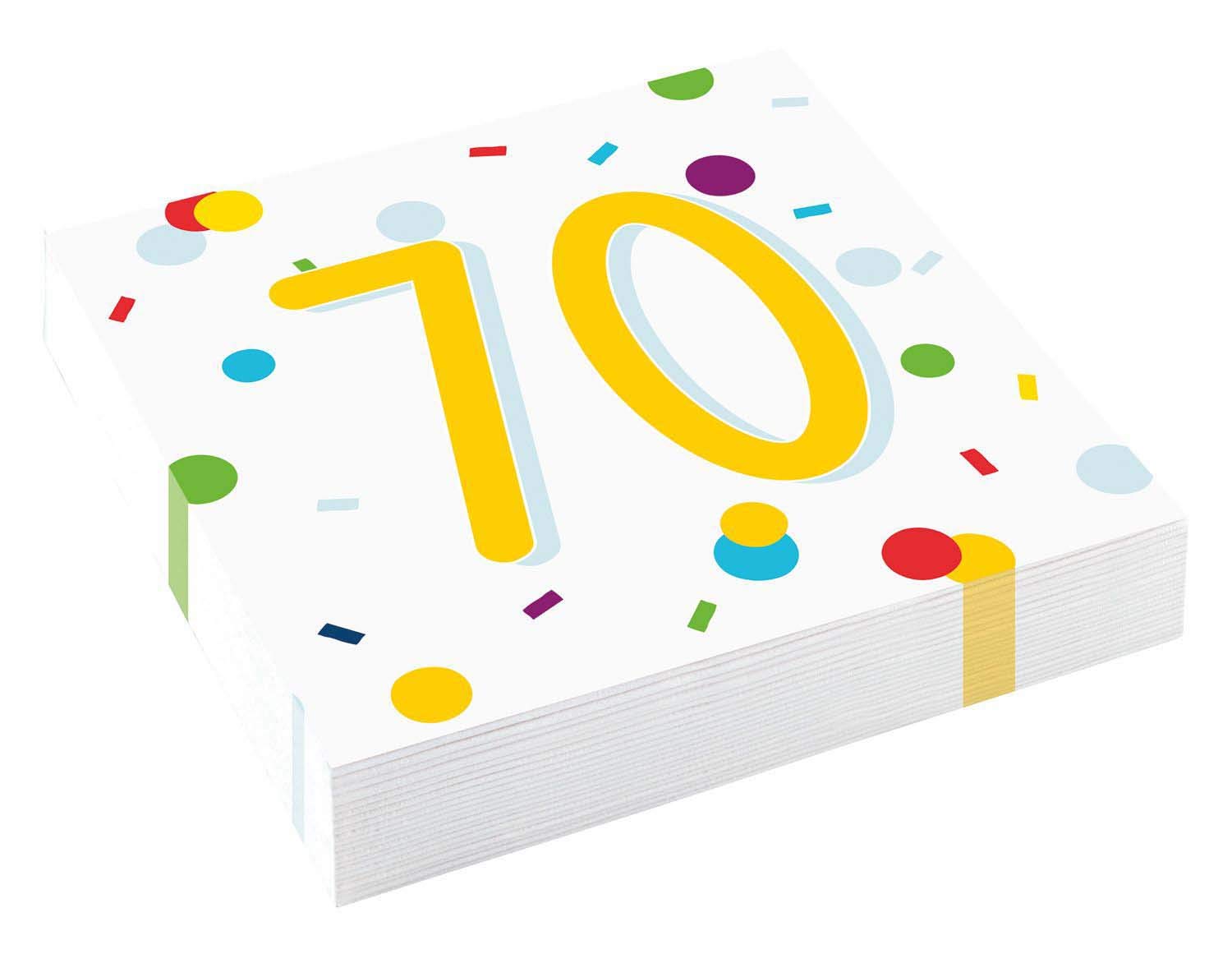 (PKT) 20 Confetti Birthday 70th Birthday Luncheon Napkins 33cm