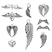 KeyZone 36 Pcs Vintage Silver Plated Assorted Angel Wings Charms Pendants DIY for Jewelry Making and Crafting