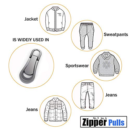 Zipper Pulls #5#3 8PCS - 4 Colors Metal Zipper Fixer Repair Replacement Pullers Metal-Plated Kits Zipper Sliders Zipper Pullers for Backpack Suitcase Jacket Bags Coat by FENGWANGLI - Thumbnail 4