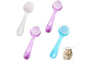 Liyquint 4 Pack Hamster Brush ,Small Animal Bath Brush with Lid Soft Cleansing Brush Massage Combs for Hedgehog Guinea Pig Ra