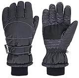 ThunderCloud Women's Winter Waterproof Touchscreen Ski Gloves,Black,M