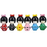 Aisi 6 PCS Cute Japanese Kimono Girls Dolls Miniature Ornament Kit Kids Toy Birthday Christmas Home Decoration