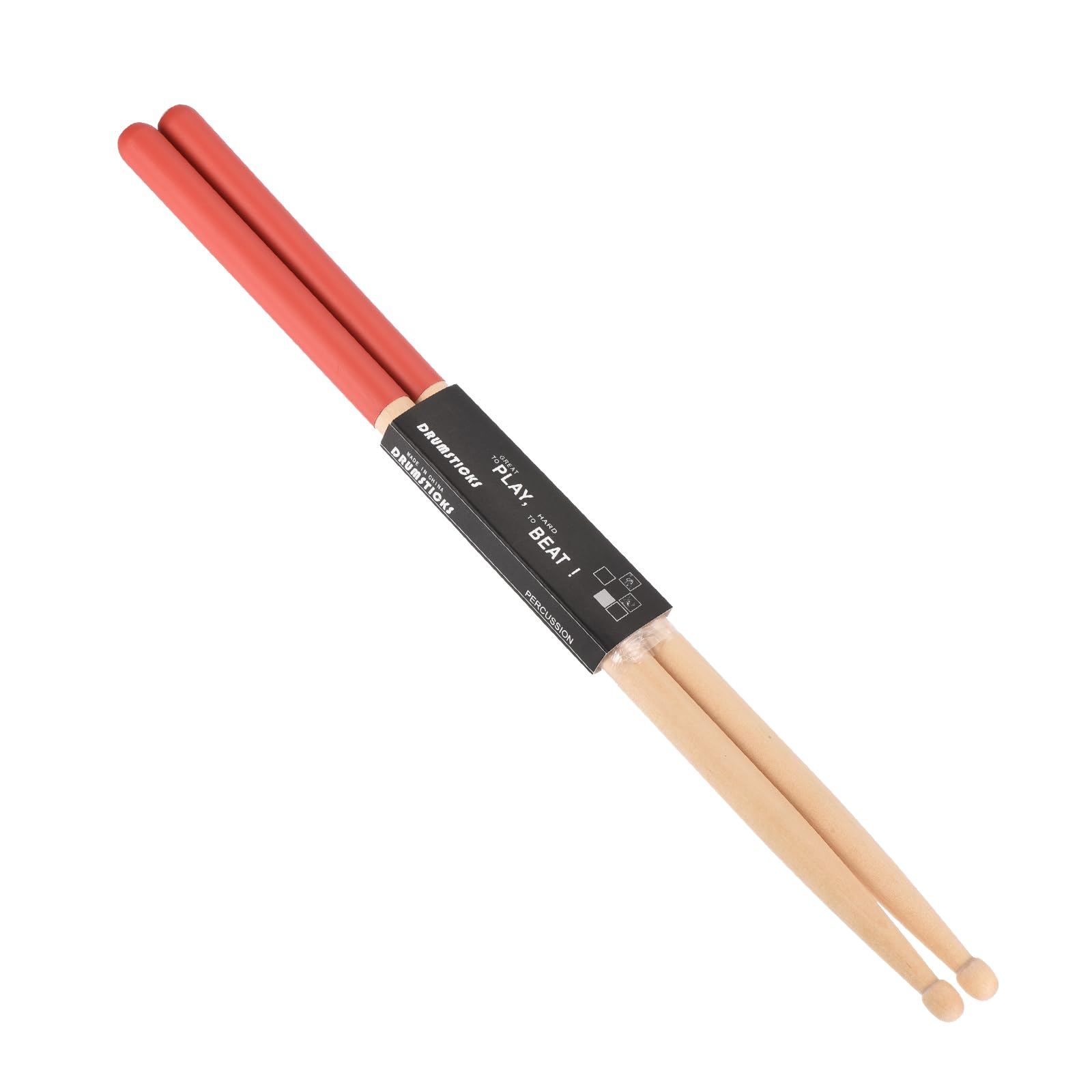 PATIKIL Maple Wood Drumstick 7A Anti Slip Handle Grips Drum Stick Red for Drumming Musical Instrument Percussion, 1 Pair
