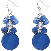 Jules D.Colorful Dangle Earrings Natural Shell Cluster Beads Drop Earrings for Women Dangling