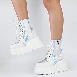 Tscoyuki Platform Ankle Boots for Women Chunky High