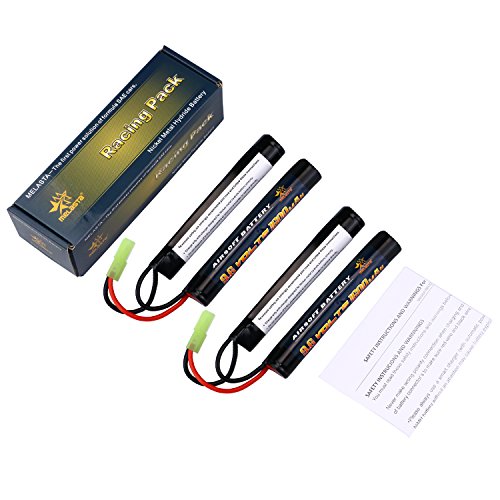 melasta 2 Pack 2/3A 9.6v 1600mAh Butterfly Nunchuck NIMH Battery Pack with Mini Tamiya Connector for Airsoft Guns - Thumbnail 5