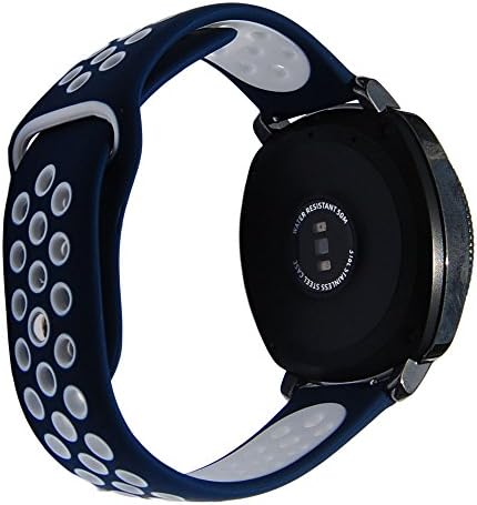 Sport Silicone Watch Band for S2 Classic R732/R735 Samsung Gear Sport Vivoactive 3 Ticwatch 2/E Smartwatch Rubber Strap (Blue-White)