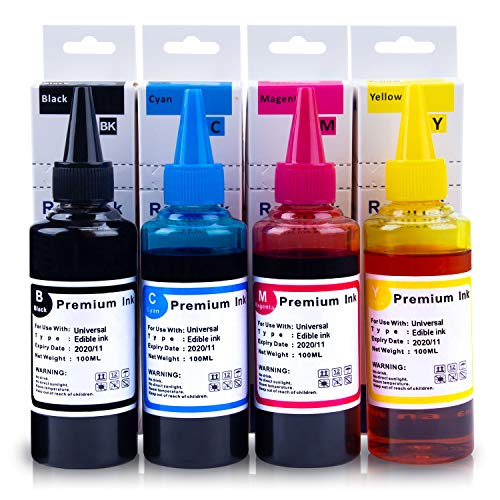 Topcolor 100ML Edible Ink Refill Bottle Combo for All Inkjet Printer, Digital Cake Printer and Refill Inkjet Cartridges, Suitable for Cakes, Lollipops (4 Pack, Black/Cyan/Magenta/Yellow) - Thumbnail 5