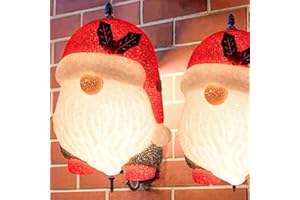 HINSLY 2 Pack Christmas Santa Claus Porch Light Cover Decorations Outdoor,Red Lightpost/Lamppost Covers for Holidays Home Door Decor