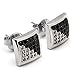Large Square Half White/black Cubic Zircon Ear Stud Earrings for Women/Men 9mm