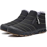 Jakcuz Men Snow Boots Water Resistant Non-slip Winter Shoes with Fuzz Lined Warm High Top Boots for Men