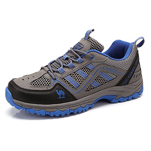CAMEL CROWN Men/Womens Outdoor Hiking Shoes Breathable Walking Sneakers Lightweigh (10.0 D(M) US, Dark Grey/Sa