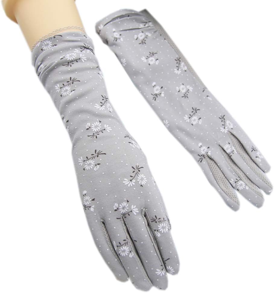 Summer Women Sun Gloves Thin Medium Length Cotton UV Protection Driving Gloves Outdoor Sunscreen Gloves for Women and Girls