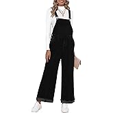 Vetinee Womens Overalls Denim Loose Fit Wide Leg Bib Stretch Baggy Jeans Jumpsuit Y2K Comfy