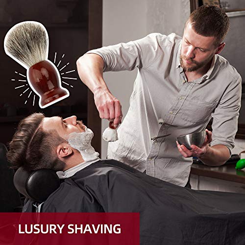 image for Shaving Brush Stand Kit for Men, INTSUN 2in1 Pure Badger Hair Shaving