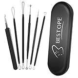 Blackhead Remover Tweezer Kit,BESTOPE Upgraded 6-in-1 Professional Stainless Pimple Comedone Extractor Blackhead Whitehead Blemish Acne Zit Removal Tools Set with Metal Case