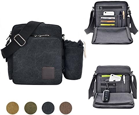 GuiShi(TM) Multifunctional Canvas Small Messenger Bag Casual Shoulder Bag Travel Organizer Multi-pocket Purse Handbag Crossbody Bags