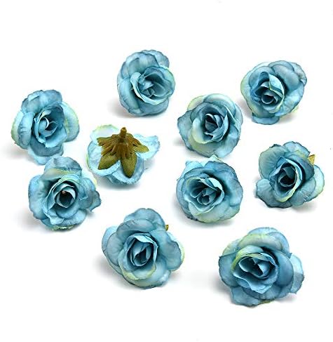 silk flowers in bulk wholesale Fake Flowers Heads Artificial Silk Flower Head for Home Wedding Party Decoration Wreath Scrapbooking Fake Sunflower Flowers 30PCS 3.5cm (Blue)