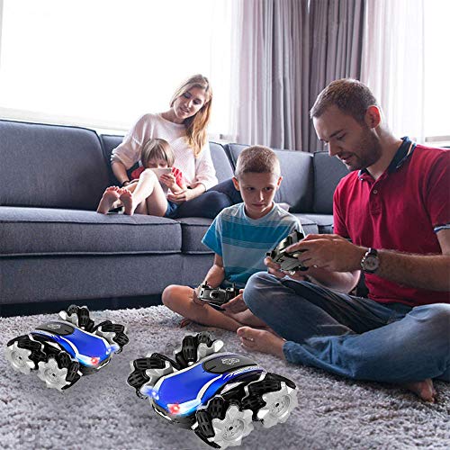 Voiture Télécommandée, 2.4GHz 4WD Voiture Telecommandé Tout Terrain Enfant, Jouet Voiture Radiocommandee Drift avec LED Couleur et Batterie Rechargeable, RC Stunt Car Cadeau pour Garcon 6 à 12 Ans