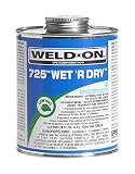 Weldon 10167 Aqua Blue 725 Medium-Bodied Wet 'R Dry PVC Professional Industrial-Grade Cement Extremely Fast-Setting Low-Voc, 1/2 Pint, Aqua Blue