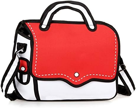 3D Drawing Comic Cute School Tote Bag for Teen Girls,Book Bag，Satchel Handbags (Red)