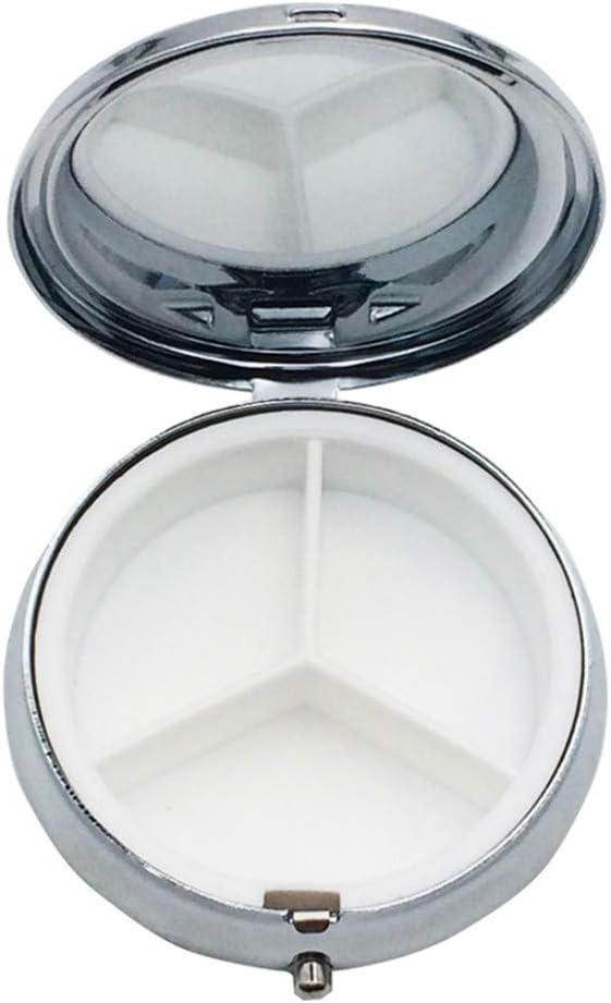 Ulalaza Round Metal Pill Case, 2in (5.08cm) Diameter, 3 Compartments, Easy Open, Portable, Travel Pill Dispenser for Purse - Image 4