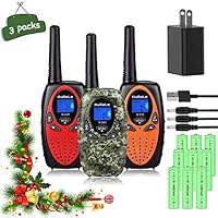 Bobela 3 Walkie Talkies for Kids Rechargeable with Charger Battery, Long Range 2 Way Radios Walkie Talkies for Adults, Fun Christmas Birthday Gifts Toys for Outdoor Adventure Camping Hiking Travelling