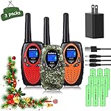 Bobela 3 Walkie Talkies for Kids Rechargeable, Long Range 2 Way Radios Walkie Talkies for Adults, Fun Halloween Christmas Birthday Gifts Toys for Outdoor Adventure Camping Hiking Travelling