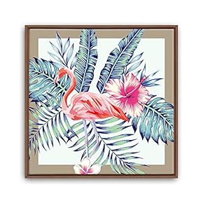 Framed Canvas Wall Art Leaves, Birds, Abstracts Canvas Prints Home Artwork Decoration for Living Room, Bedroom - 16x16 inches
