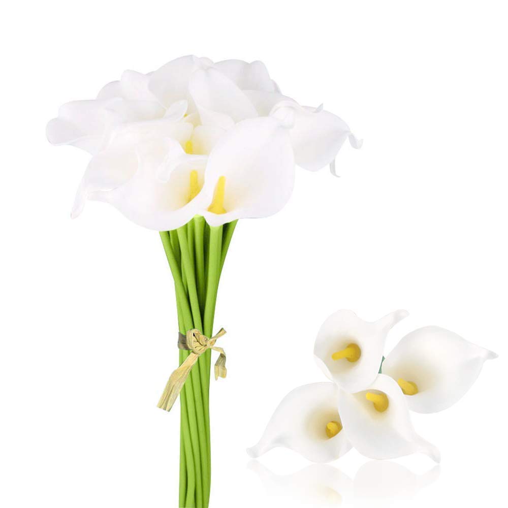 LATIT Artificial Flower,Real Touch Flowers,7 Pcs White Calla Lily, Latex Flowers for Bridal Bouquets,Wedding Centerpieces, Home Decorations, Boutonnieres, Corsage