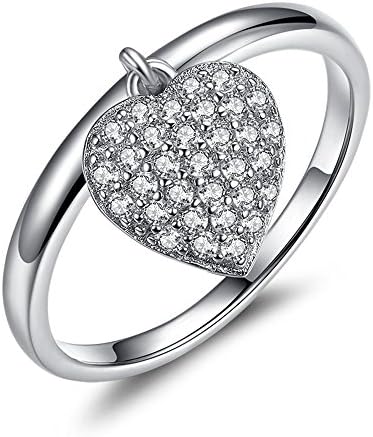 FOREWE 925 Sterling Silver Heart Finger Ring With Clear CZ Crystal Engagement Jewelry (8)