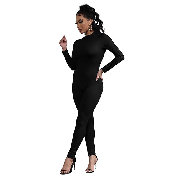 CTU ONE PIECE JUMPSUITS FOR WOMEN SEXY BODYCON HIGH WAIST LONG SLEEVE ROMPER PARTY CLUBWEAR S