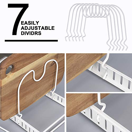 GRANNY SAYS Expandable Cookware Organizer Rack, 7 Adjustable Compartments, Pan Pot Lid Holder, Extended to 22", White